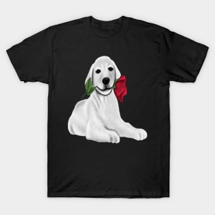 Dog With A Rose Dog Lovers and Couples Gift T-Shirt